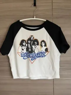SPINNS ショート丈 クロップド Tシャツ ラグラン ホワイト ブラックのサムネイル