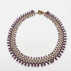 ★10％値下げしました★ ネッティングネックレス ハンドメイド パープル系