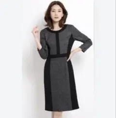 COUP DE CHANCE（クードシャンス）ヘリンボーン柄配色ワンピース 40