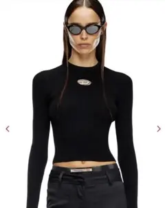 DIESEL ブラック クロップドトップ 長袖