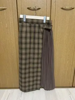 チェック柄プリーツロングスカート Mサイズ