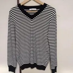 アメリカンホリック★ Vネックセーター 黒×白ボーダー　Lサイズ