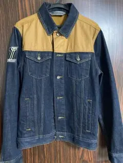 ダークデニム・ブラウン異素材ジャケット