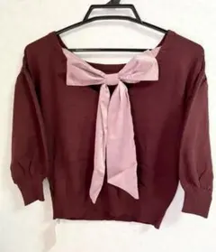 2Way サマーニット 取り外し可能 リボン付き ボリューム袖 新品未使用