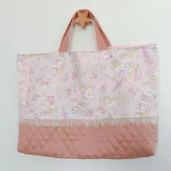 完成品 ユニコーン ピンク レッスンバック ギンガムチェック ハンドメイド