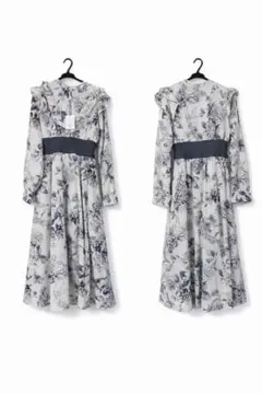 GRL 花柄 ロングワンピース Lサイズ フリル ウエスト切替 上品