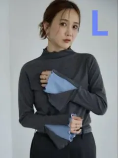 新品mysacloset 田中里奈 配色トップス グレー×ブルー L