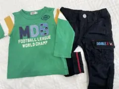 ミキハウス　ダブルビー　ロンT 長袖　カーゴパンツ　緑　黒　セット　90