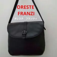 ORESTE FRANZI ブラックレザー ショルダーバッグ 開閉磁石式
