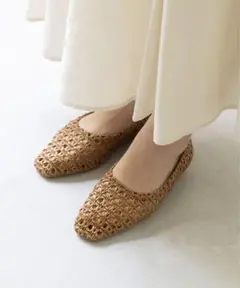 スクエアトゥ フラットシューズ