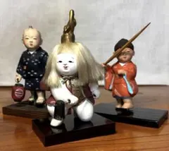 【昭和レトロ】博多人形風 童人形 3体セット 和風置物 郷土玩具 伝統工芸品