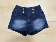 ダークブルー ハイウエストショートパンツ