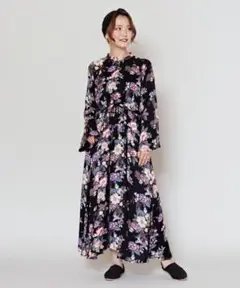 チャイハネ ルマニティフレアスリーブワンピース フリーサイズ ブラック