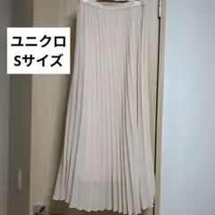 美品　ユニクロ プリーツ　ロングスカート　シフォン　ベージュ　クリーム