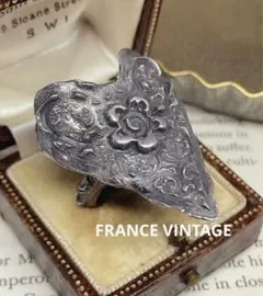 フランス ヴィンテージ 蚤の市 ハートモチーフ リング ユーロ アンティーク