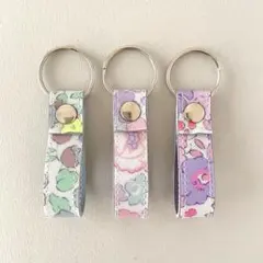 リバティラミネート×合皮のキーホルダーセット・2