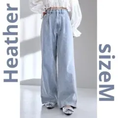 Heather ハイウエストデニムワイドパンツ ライトブルー Mサイズ