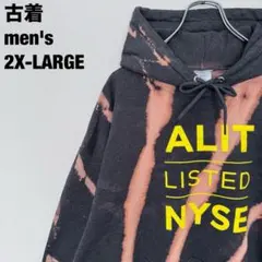 古着 ブリーチ加工 パーカー 斬新 派手 ビッグサイズ チャコールグレー 2XL