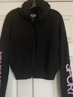 【used】Victoria's Secret ブラック クロップドパーカー