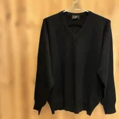 【ピュアカシミヤ】ニット　長袖　Ｖネック　カシミヤ　ブラック　綺麗め　メンズ