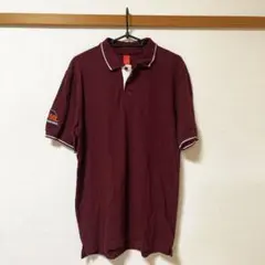 メンズ ポロシャツ ワインレッド 刺繍入り