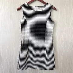 【日本製】ALPHY ROZA ボーダー ノースリーブワンピース 9号 白黒
