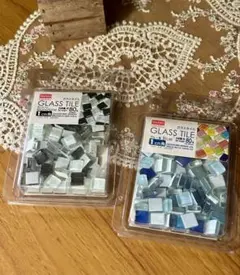 【未開封】DAISO ガラスタイル モノトーン・ブルー系 2点セット