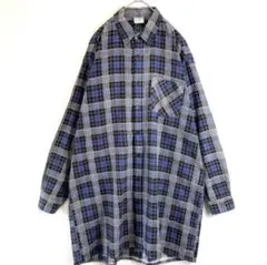 【ユーロ古着】ユーロロングシャツ　チェックシャツ　グランパシャツ　XL