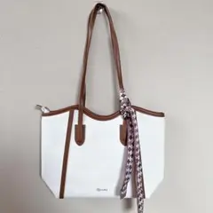 ハンドバッグ　トートバッグ　新品未使用　白×茶色　ホワイト　ブラウン