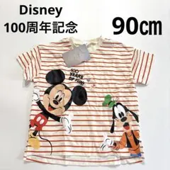 新品　ディズニー　ミッキー　グーフィー　ボーダー　赤　90 半袖　Tシャツ