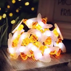 ミツバチ　イルミネーションライト　ソーラーライト　防水　ソーラ　暖色