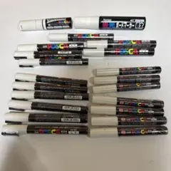 POSCA ポスカ 白のみ 新品3種類合計19本セット、おまけ付き