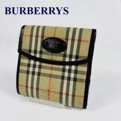 Burberry 三つ折り財布 ノバチェック ホースロゴ キャンバス シャドー