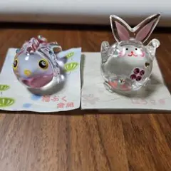 ガラスの置物　福ぷく金魚　福うさぎ
