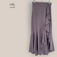 グレイルGRLアシンメトリーフリルロングスカート　パープル　マキシ　フレア