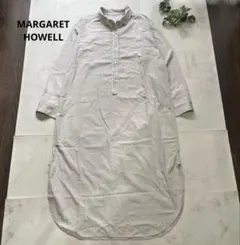 美品　マーガレットハウエル　旧タグ　シャツロングワンピース　丸襟　アイボリー