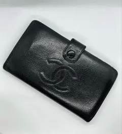 CHANEL ブラックレザー 二つ折り財布　最終値下げ CHANEL ブラックレザー 二つ折り財布