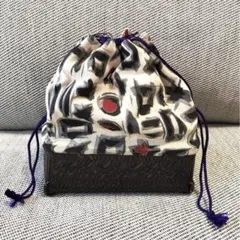 【美品】巾着カゴバッグ 和装バッグ ちりめん 竹籠バッグ　浴衣　スクエア和モダン