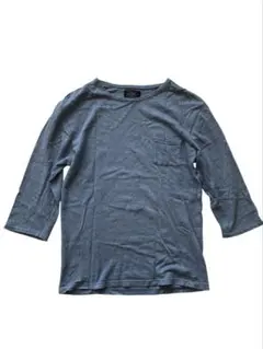 程度良い ビームス 七分丈 カットソー Tシャツ メンズM 麻混 ネイビーグレーのサムネイル