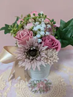 ピンク♡フラワーソープアレンジ・アーティフィシャルフラワー・母の日・インテリア