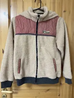 チチカカ ボアフリース パーカー ジャケット M フード付き ベージュ×ピンク