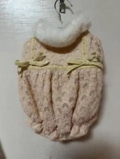 ピンクニット犬服 ファー付き襟