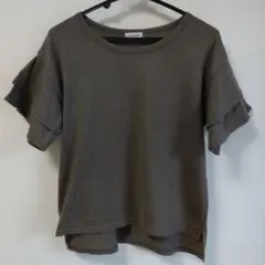 サマンサモスモス　オリーブグリーン フリル袖 Tシャツ