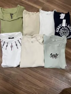 レディースまとめ売り⭐︎シンプルカジュアル春夏 Tシャツ 半袖 長袖　7点セット
