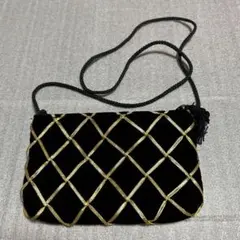 黒と金のベルベットパーティーバッグ