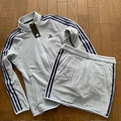 アディダス　ゴルフ　フリース　ジャケット スカート　セットアップ　L　ブルー