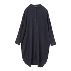 mizuiro ind ロング バンドカラー シャツ ワンピース　ネイビー