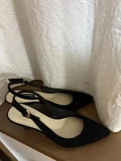 NINE WEST スエード調 バックストラップ ミュール ブラック