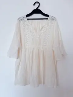 cepo 楊柳刺繍シフォンフレア袖ブラウス　アジアン　レースのサムネイル