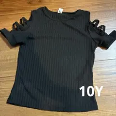 SHEIN キッズ トップス 半袖リブブラック 10Y 約140〜150 黒
